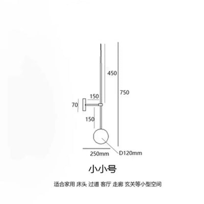 Minimalist black glass ball led wall lamp with slender stem and spherical bulb for compact bedroom decorbites glass ball design