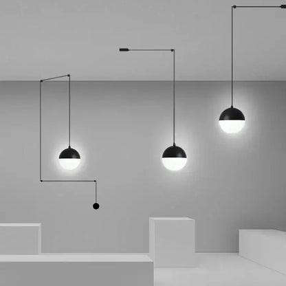 Minimalist black glass ball pendant light with frosted shades and metal arms for kitchen decorbites glass ball pendant