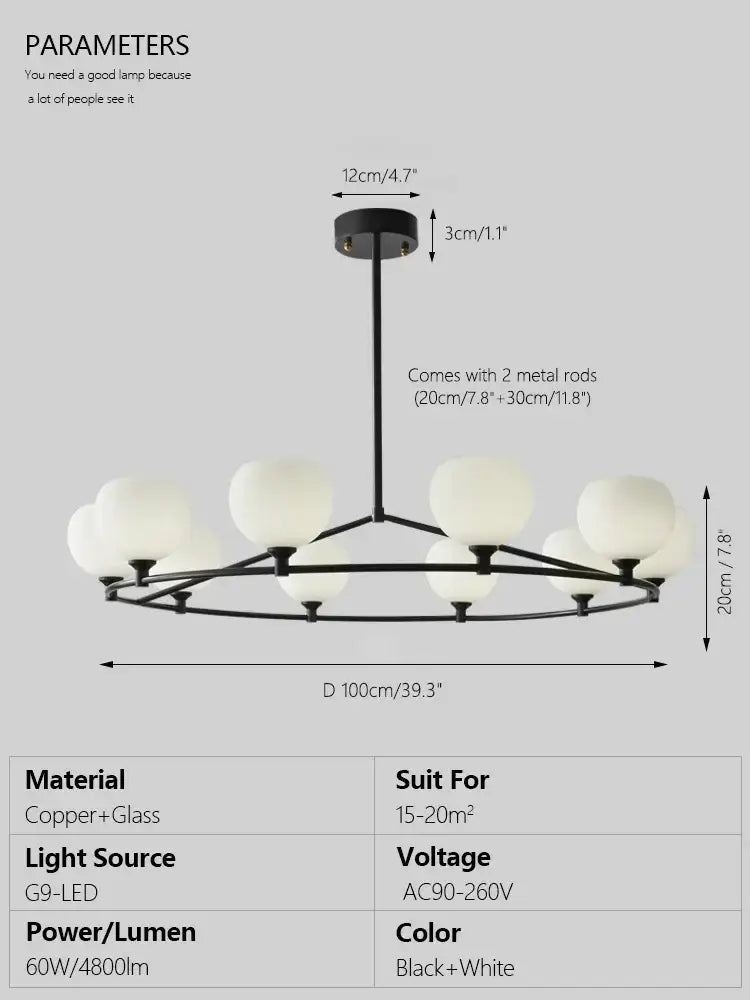 Minimalist black metal glass lampshade chandelier with white frosted globe shades for dining room decorbites glass lampshade