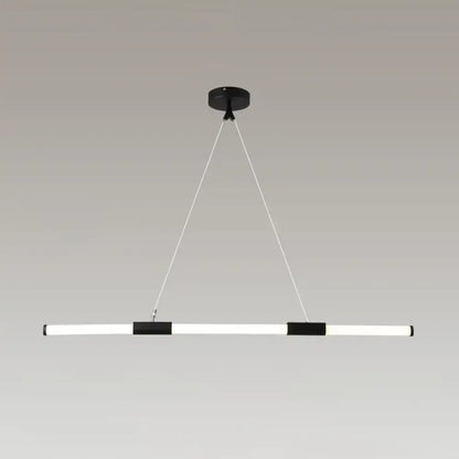 Modern black and white minimalist glass tube pendant lamp with frosted white shade for office lighting by DecorBites