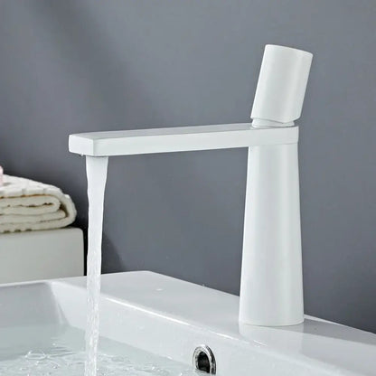 Modern white ceramic bathroom faucet mixer with sleek minimalist design and tall cylindrical base for decorbites brass bathroom