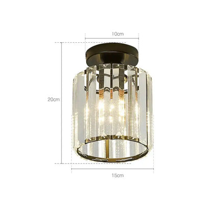 Minimalist black and gold decorbites crystal ceiling chandelier with clear glass prisms for corridor lighting