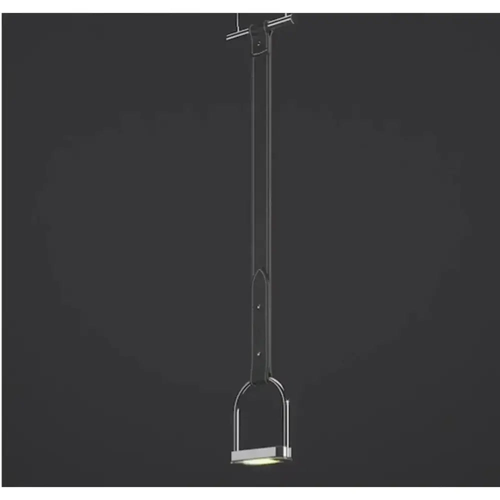 Minimalist black leather strap pendant light with chrome horsebit base and integrated led bulb for decorbites art minimalist decor