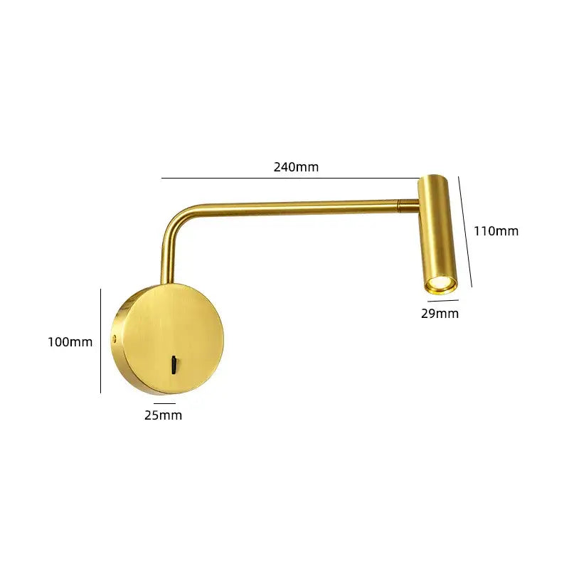 Gold-finished adjustable wall-mounted reading lamp with sleek modern design complements minimalist black led dimmable floor lamp