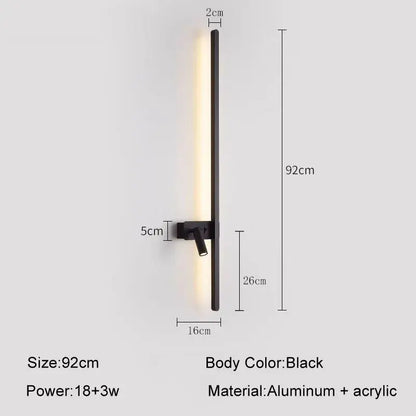 Minimalist black led wall sconce with slim aluminum and acrylic design emitting warm light for living room decorbites led wall use