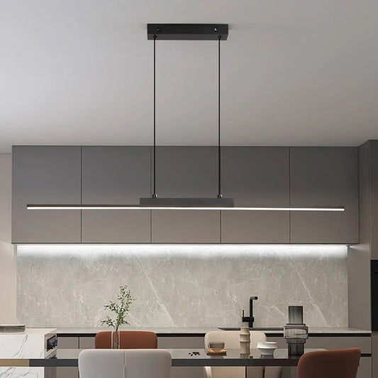 Minimalist Black Linear Aluminum Pendant Light - Decorbites