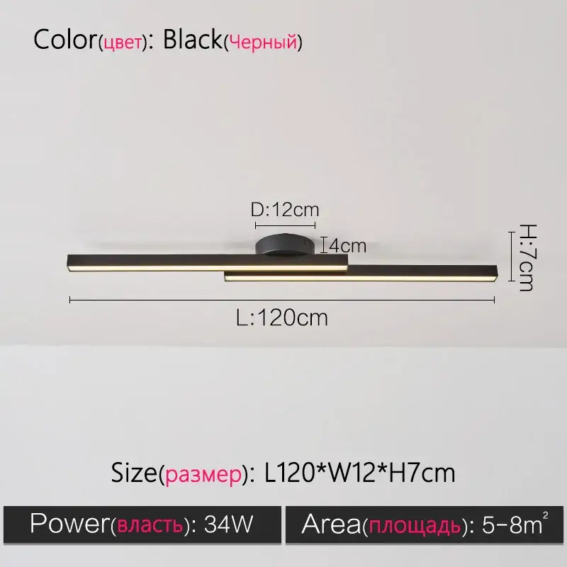 Black modern minimalist nordic ceiling light with rectangular sleek design ideal for living room illumination