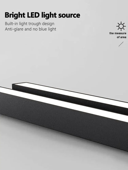 Minimalist black nordic ceiling light featuring a modern rectangular led strip with bright white illumination for living room