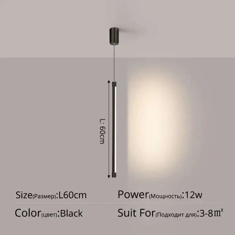 Black nordic led 12w tubular pendant light by decorbites with minimalist design for kitchen and dining room decor