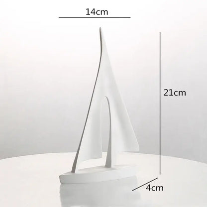 White ceramic abstract resin sailboat figurine with sleek minimalist design for decorbites abstract resin decor