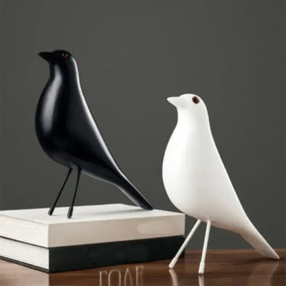 Minimalist black and white ceramic resin craft bird peace dove figurines with glossy finish for living room decorbites decor