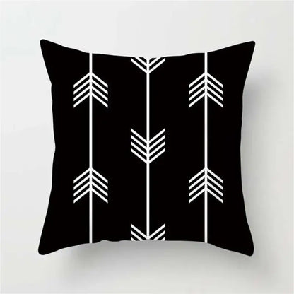 Minimalist black and white flocking pillowcase with white geometric arrow pattern for decorbites black white cushion cover