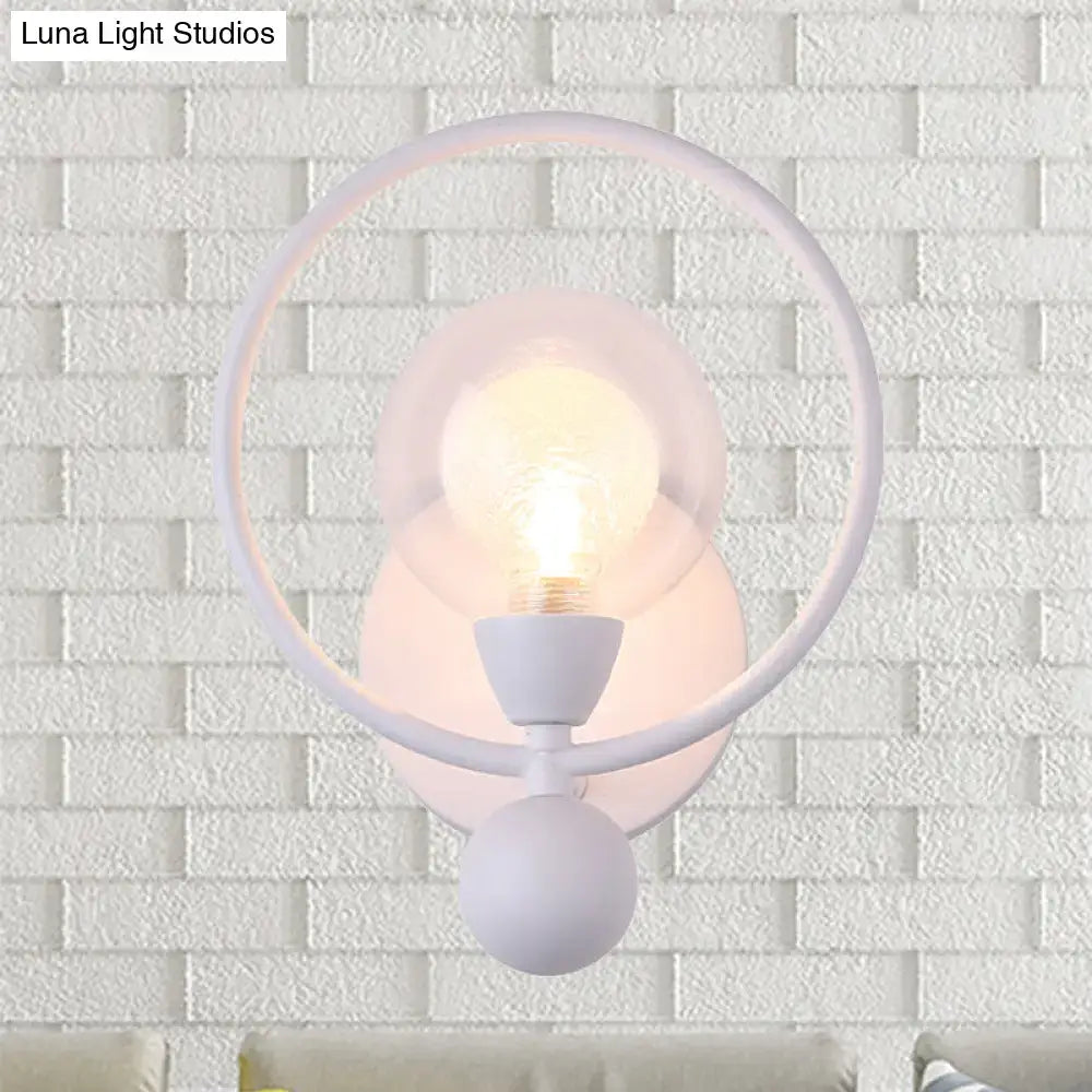 Minimalist black and white glass ball wall sconce with frosted glass ball shade 220v-240v bedroom light