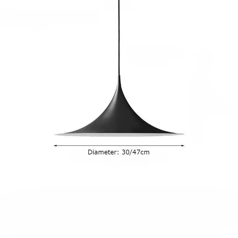 Minimalist black conical pendant light with matte finish featuring cord pendant installation for dining room use