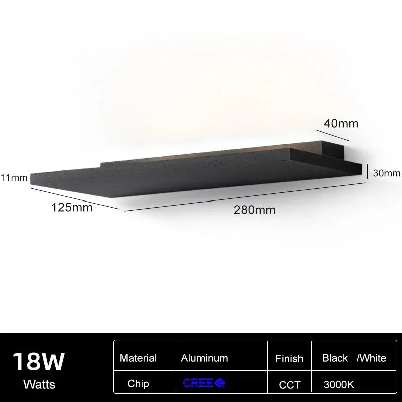 Black aluminum decorbites led wall light with sleek modern design and 3000k cool white illumination for bedroom and living room