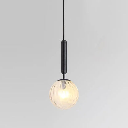 Minimalist decorbites glass ball pendant light with black stem and frosted glass globe for living room decor