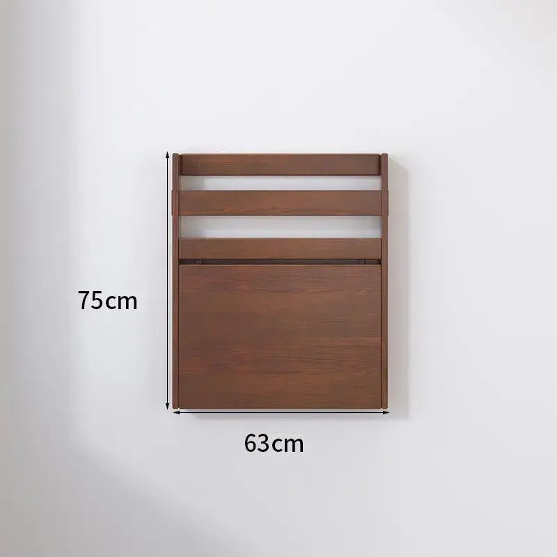 A sleek dark brown wooden wall-mounted computer desk folding table with horizontal slats for decorbites corner computer use