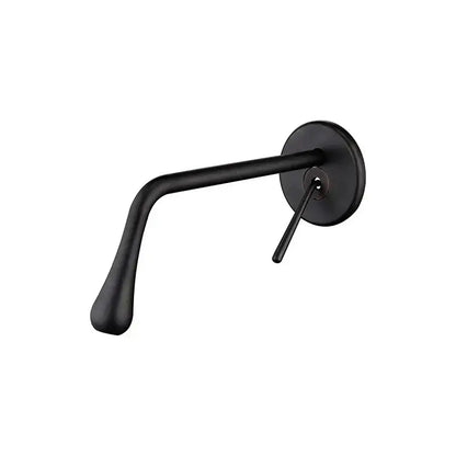 Black matte wall-mounted basin faucet with sleek curved spout minimalist design decorbites brushed gold inspired