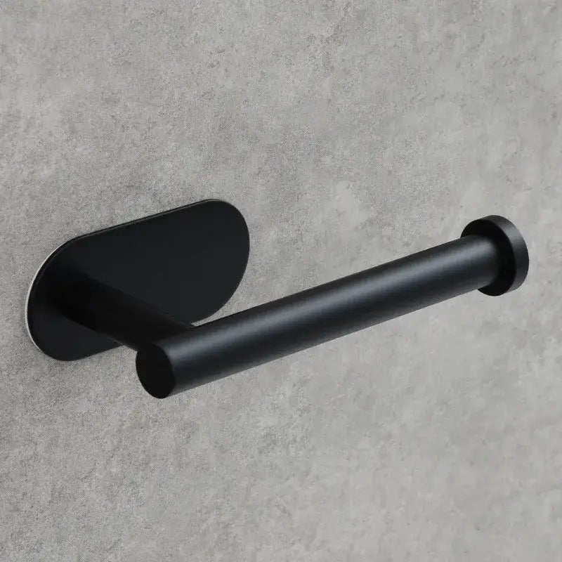 Black matte metal tissue holder with a sleek modern design for bathroom stand minimalistic stainless steel style
