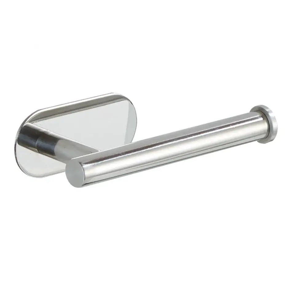Shiny chrome finished tissue holder with sleek modern design in brushed gold stainless steel for bathroom use