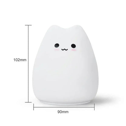 White soft silicone cat silicone led night light with black eyes and pink cheeks for minimalist bedroom decorbites cat silicone
