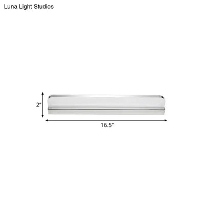 Minimalist chrome led vanity wall light with sleek rectangular design 2 by 16.5 inches modern bathroom wall lamp