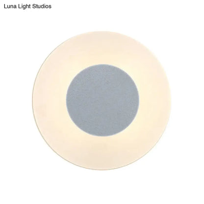 Minimalist circular led wall lamp with soft cream outer ring and muted gray inner circle for living room backlit sconce 110v-120v 220v-240v