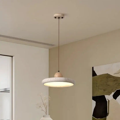 Minimalist concrete and wood led wood pendant light with circular shade and wooden sphere accent for dining room decorbites led wood