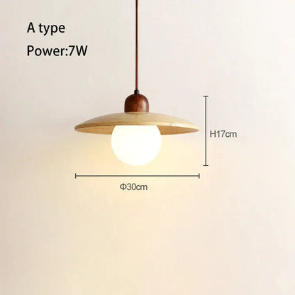 Minimalist cream japanese style wood pendant chandelier with warm circular wooden shade and frosted glass bulb decorbites cream japanese