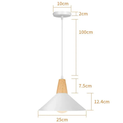 Minimalist crisp white pendant light with natural wood accent and sleek design for kitchen island lighting