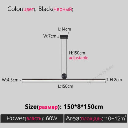 Minimalist decorbites black chandelier pendant light with sleek adjustable design and modern geometric lines for dining room