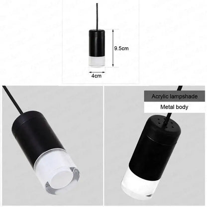 Minimalist decorbites industrial retro hanging wall lamp with black metal body and clear acrylic cylindrical shade for kitchen