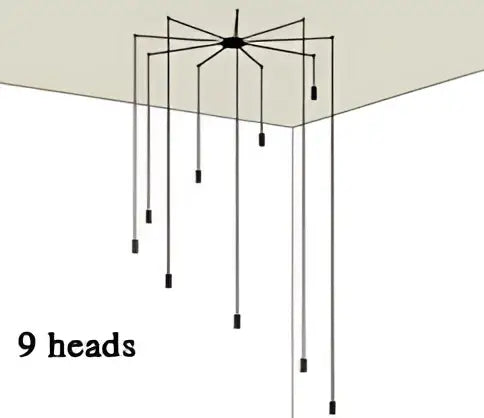 Black spider-shaped industrial retro wall lamp with nine dangling arms minimalist decorbites kitchen light