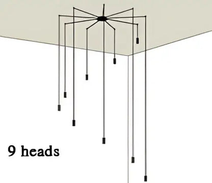 Black spider-shaped industrial retro wall lamp with nine dangling arms minimalist decorbites kitchen light