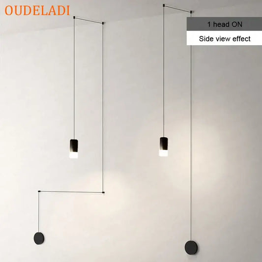 Minimalist black decorbites industrial retro pendant lights with sleek design and thin cables for modern kitchen decor