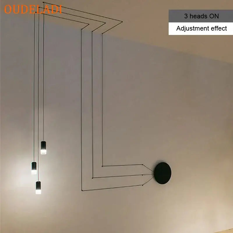 Black minimalist decorbites industrial retro wall lamp with three adjustable led heads for kitchen hanging light
