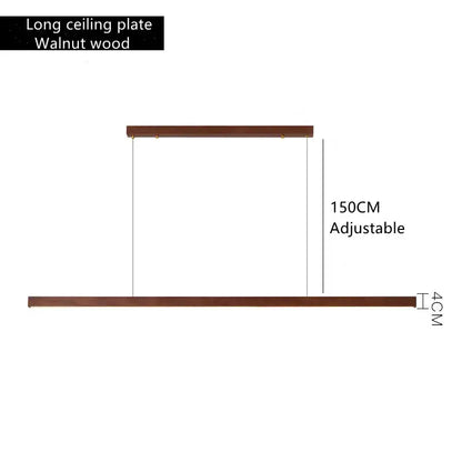 Long adjustable walnut wood ceiling plate with 4cm thickness for minimalist decorbites dimmable wooden pendant lamp