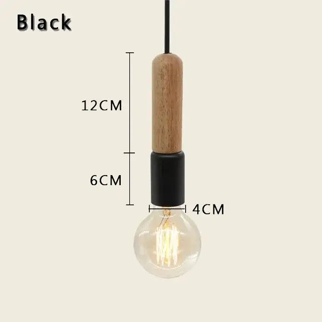Black pendant light with wooden top and black metal middle section featuring exposed filament bulb for dining room decorbites colorful nordic wood style