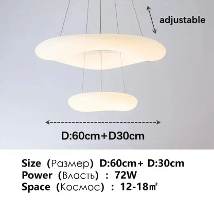 Adjustable two-tier minimalist frosted white cloud led pendant light with soft warm glow for home office decorbites cloud led