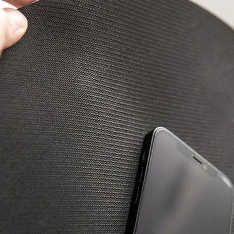 Black textured mousepad with subtle herringbone weave pattern complementing minimalist geometric diatom ooze bathroom decorbites design