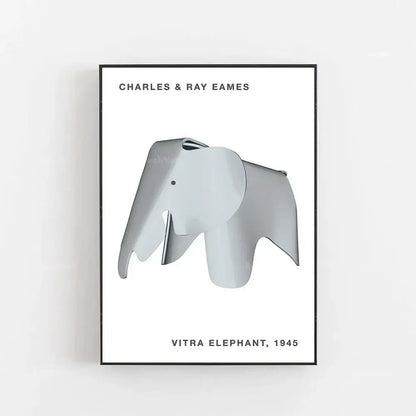 Silver metallic eames elephant chair in minimalist design by vitra featured on decorbites elephant bauhaus canvas print