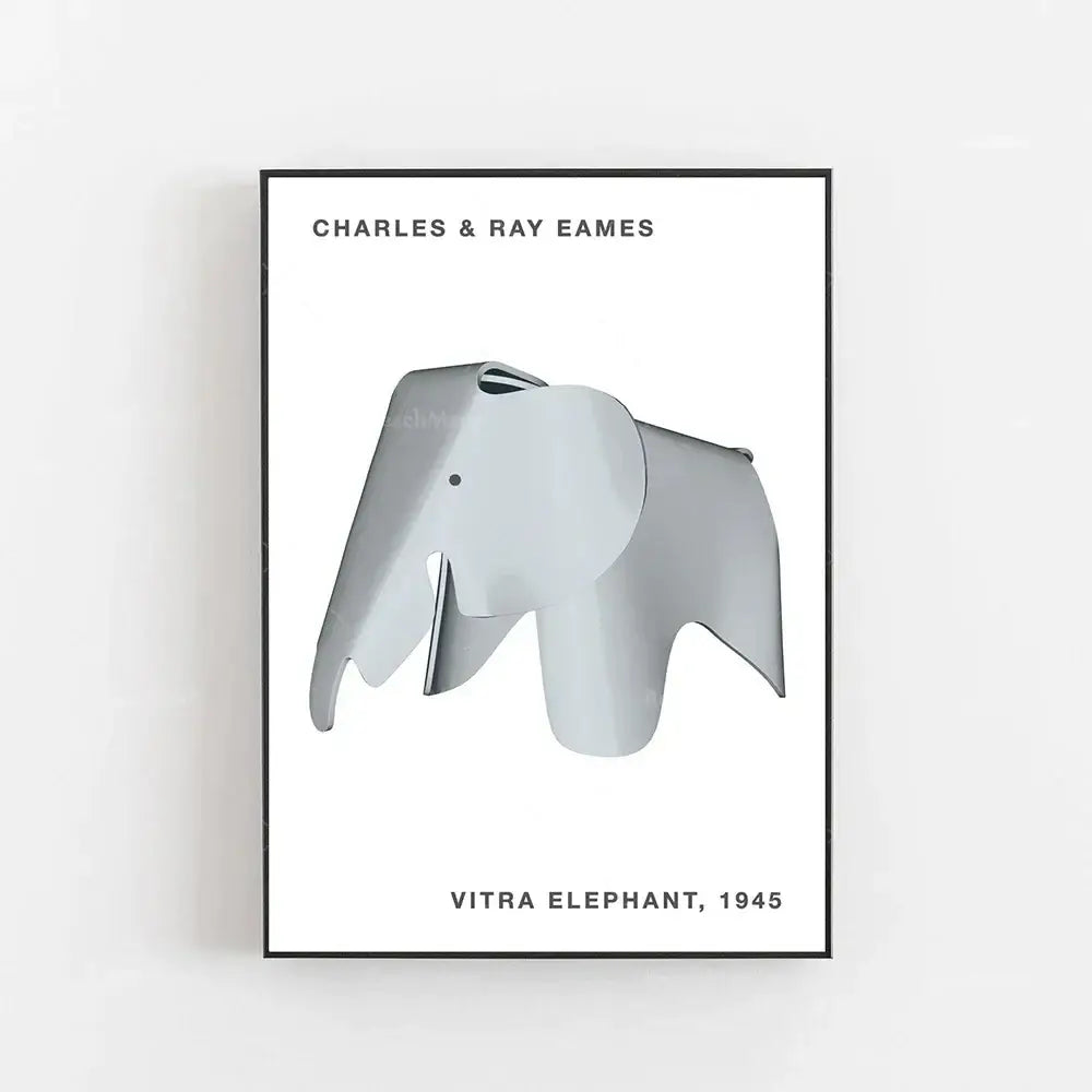 Silver metallic eames elephant chair by charles and ray eames for vitra featured in minimalist elephant bauhaus canvas print