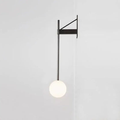 Minimalist black metal wall lamp with frosted glass globe decorbites geometric iron wall for bedroom decor