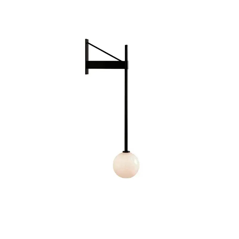 Black metal wall lamp with frosted glass globe minimalist geometric iron wall lamp for bedroom decorbites geometric iron