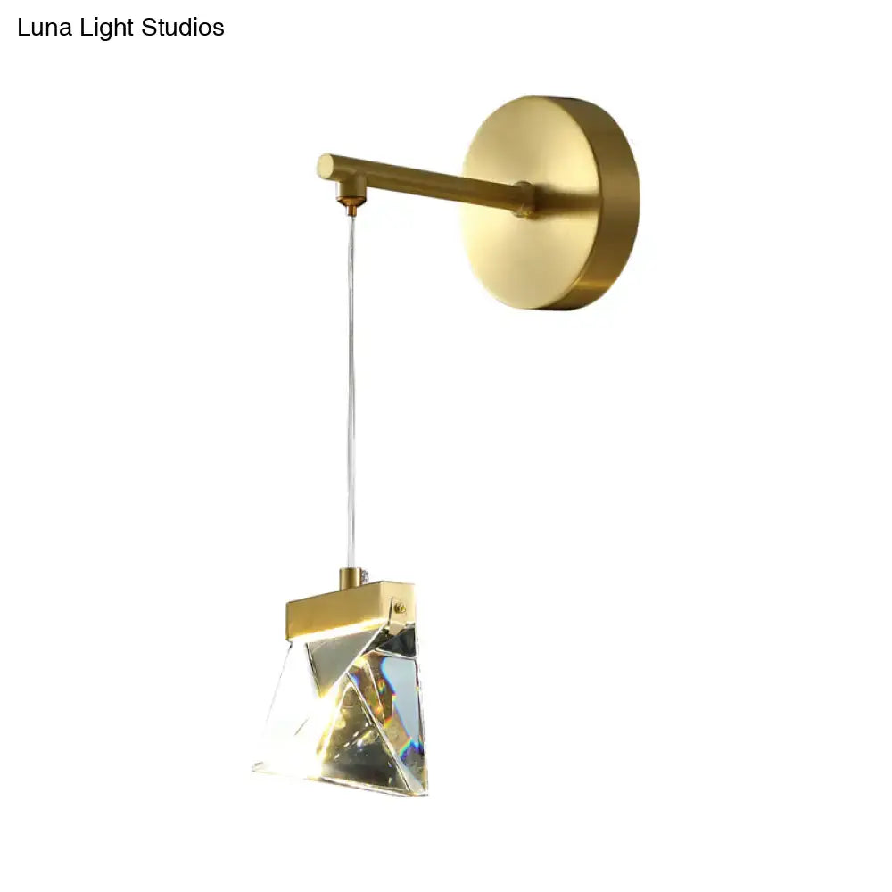 Minimalist gold wall lamp with clear crystal pendant 220v-240v for bedroom lighting