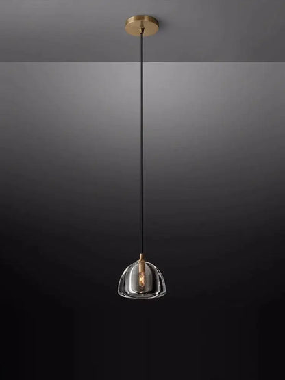 Minimalist gold crystal chandelier lighting with clear glass dome and brass accents for dining room decorbites k9 crystal