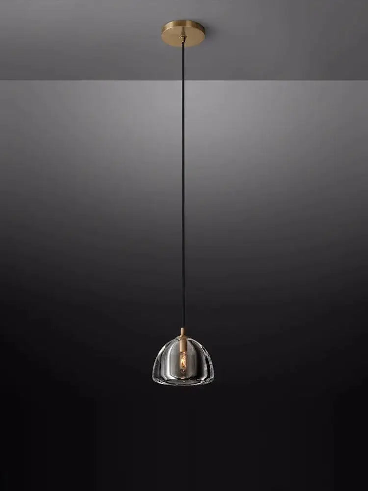 Minimalist gold crystal chandelier lighting with clear glass dome and brass accents for dining room decorbites k9 crystal