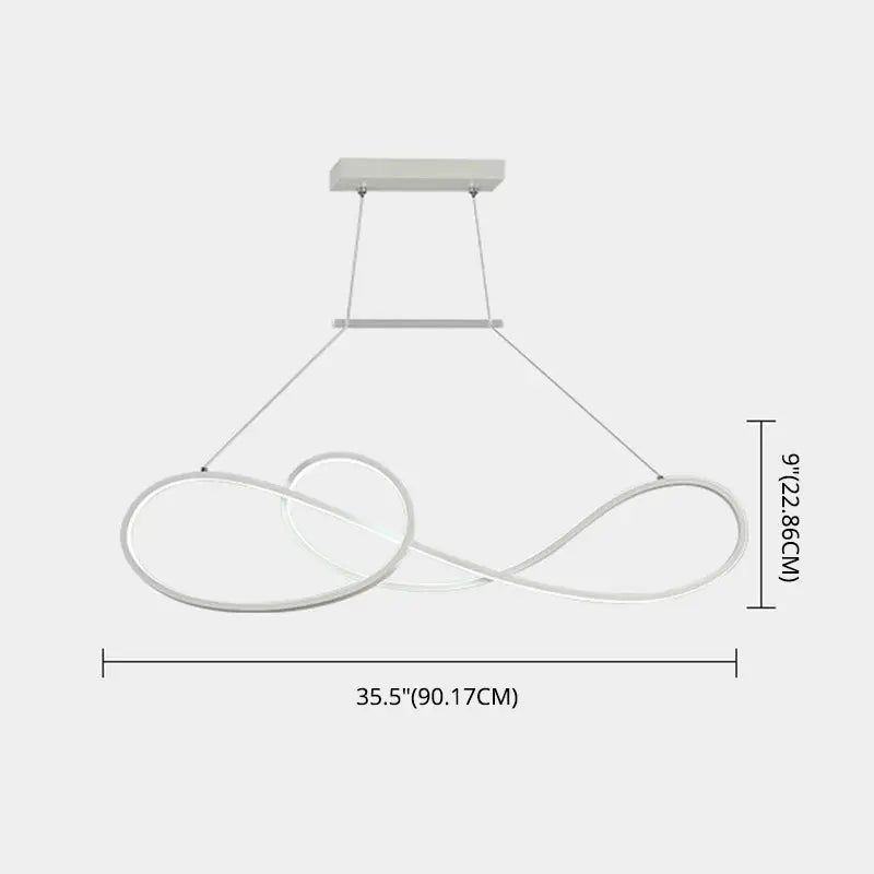 Modern silver infinity loop pendant light with sleek minimalist metal dining design for led strip island use