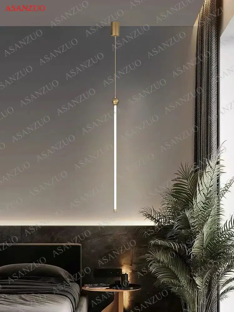 A minimalist gold led strip pendant light with a white cylindrical shade for dining room decorbites led strip design