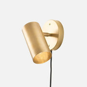 Minimalist gold metal bedside spotlight wall lamp with gold-finished cylindrical bulb base compatible with e26 e27 bulbs
